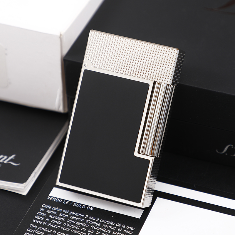 库存新未使用Dupont黑银cling完美朗声系列经典男士打火机C16602