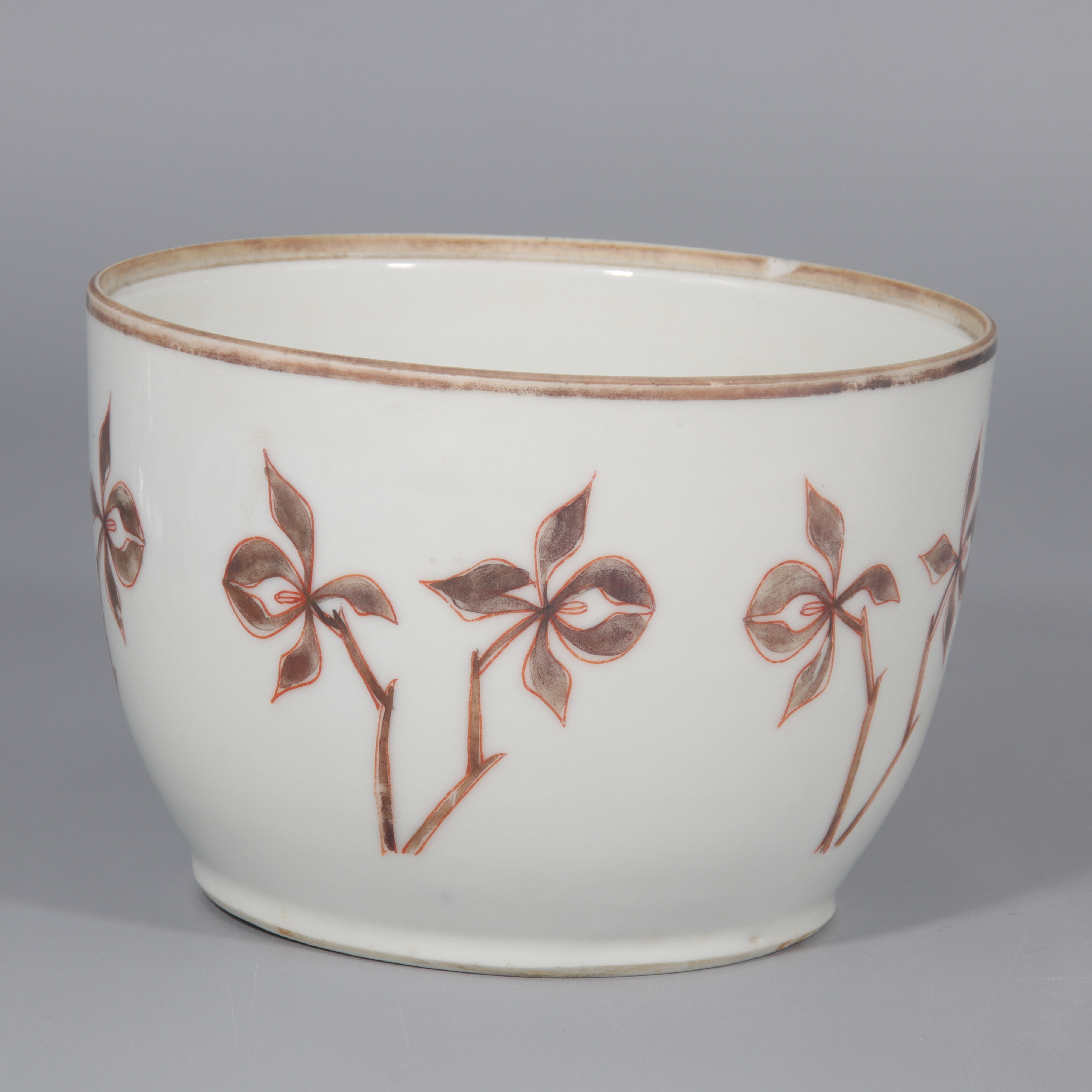 矾红墨彩花卉纹缸    H412-334