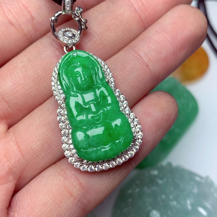 翡翠吊坠(不含链)银S925镶嵌