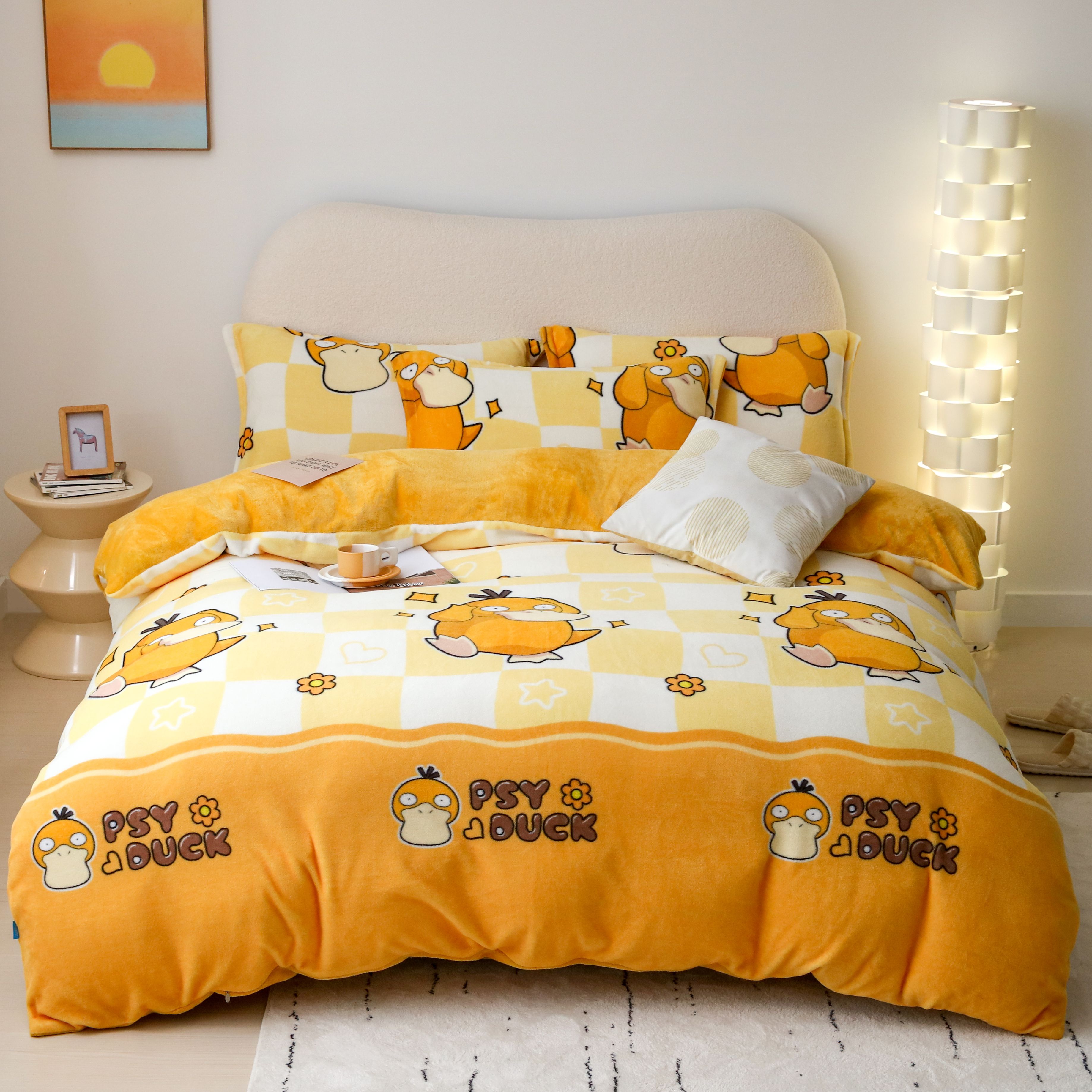 【晴美】牛奶绒印花套件-可达鸭黄