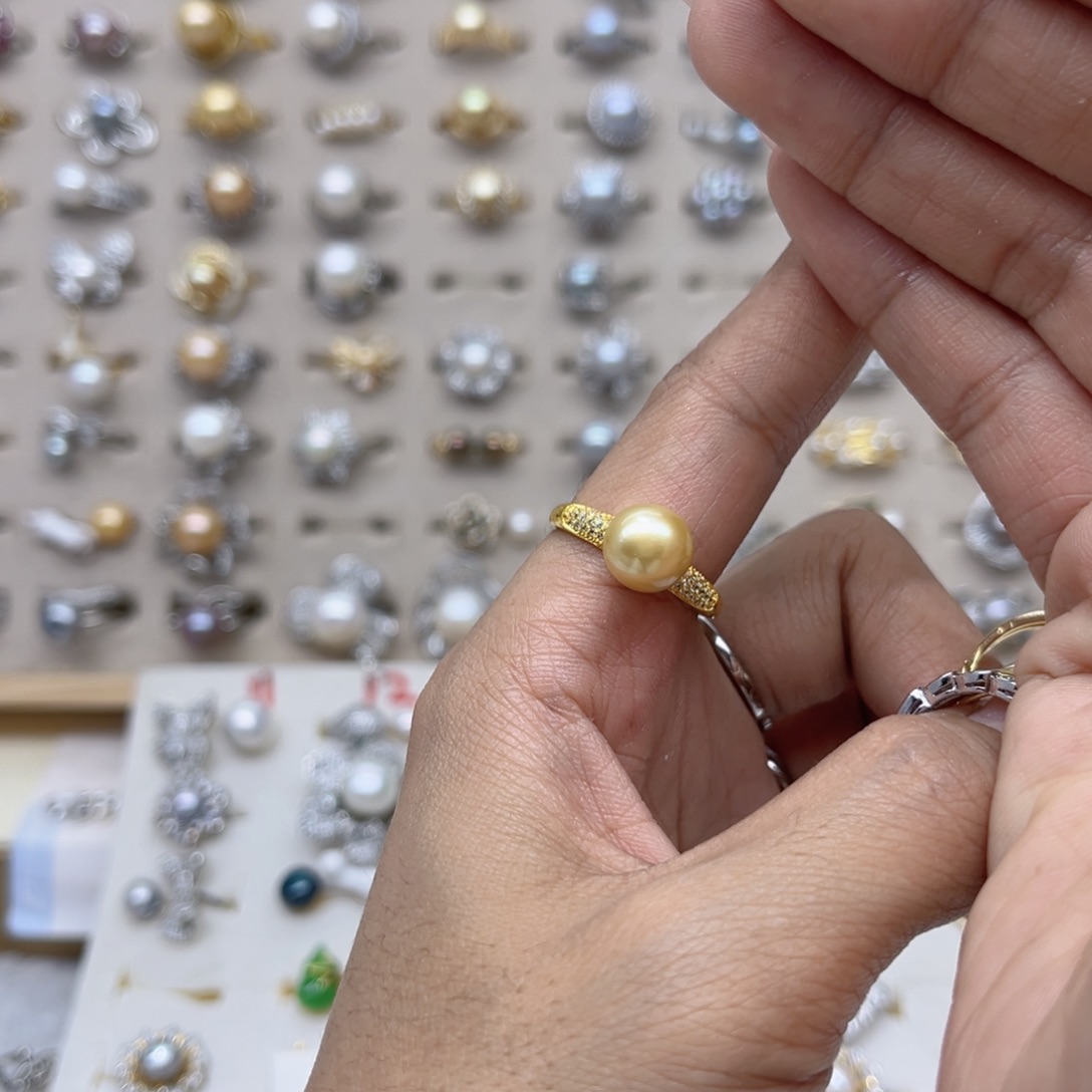 ****微淡水珍珠戒指合金