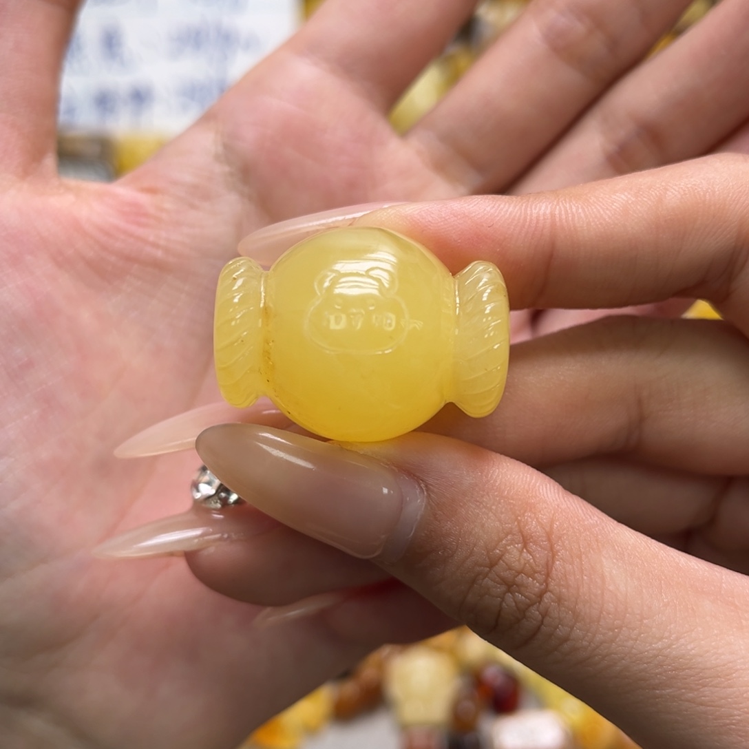 琥珀未镶嵌裸石天然琥珀糖果微瑕漏28