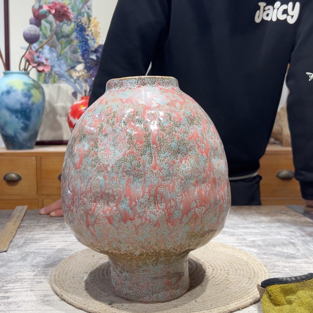 摆件陶瓷花瓶高27口7