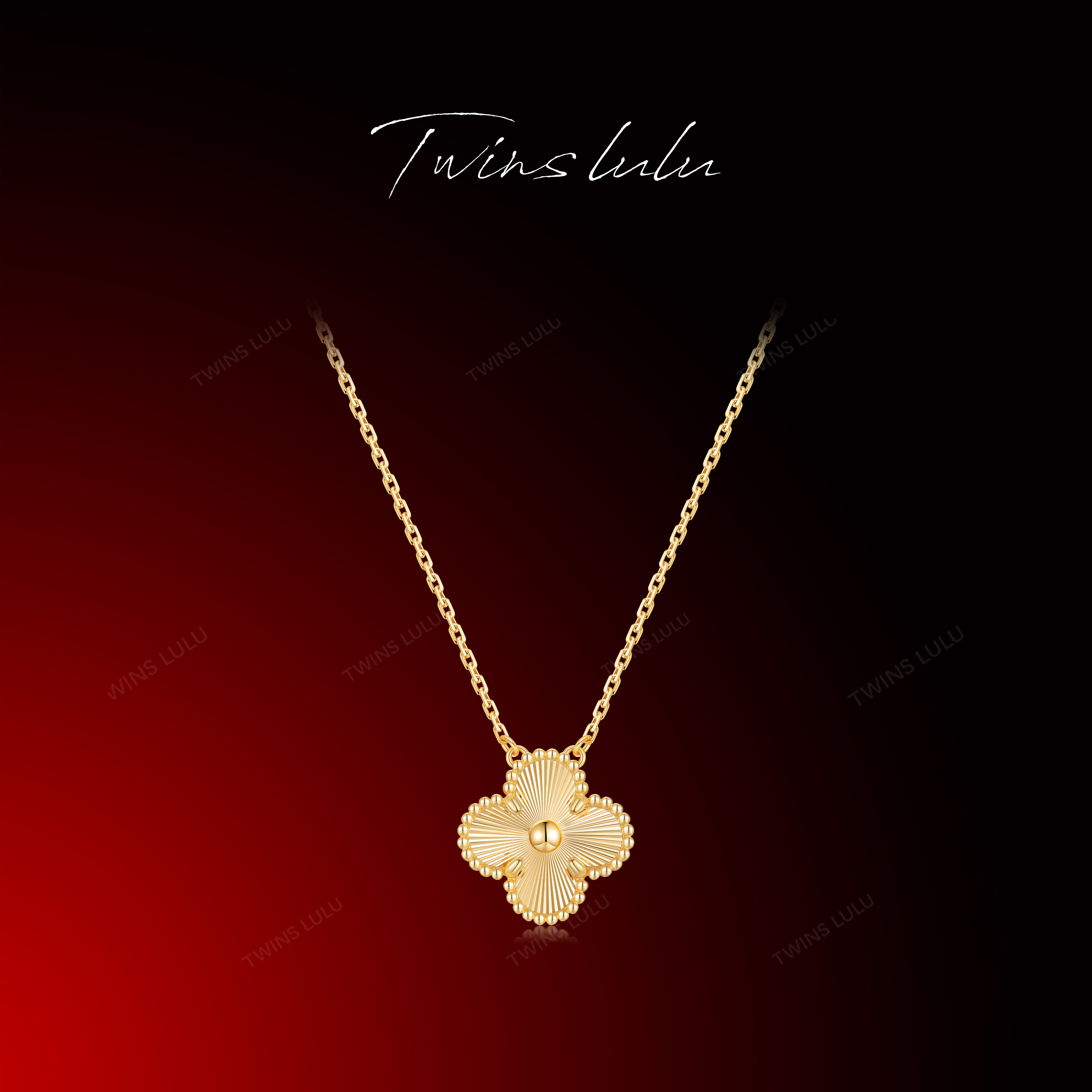 AIAX 925银 镀K金 【情人节】手工拉丝四叶复古项链TSJ9408