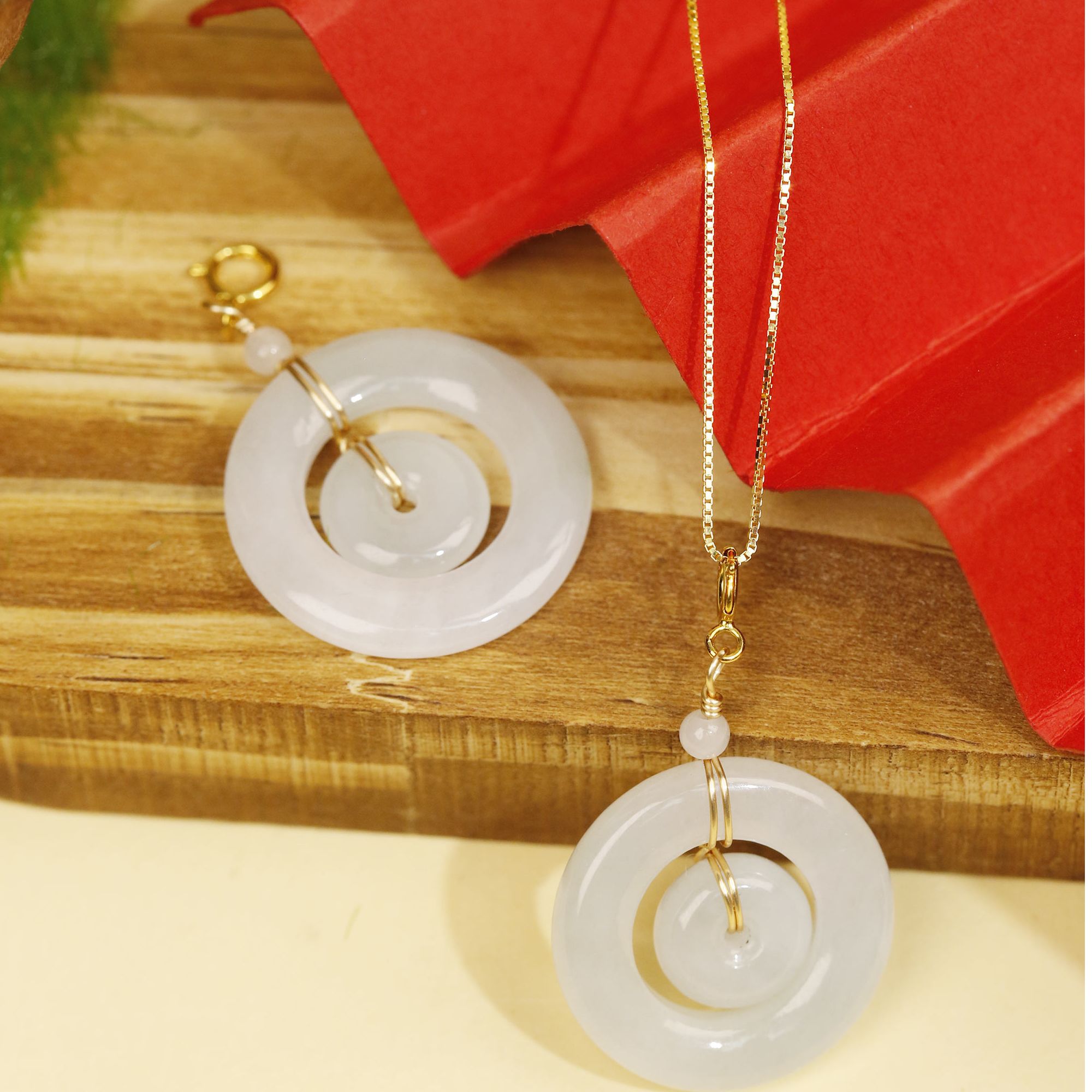 浮笙梦翡翠子母扣吊坠项链翡翠平安扣赠合金链【多样性发货发其一】