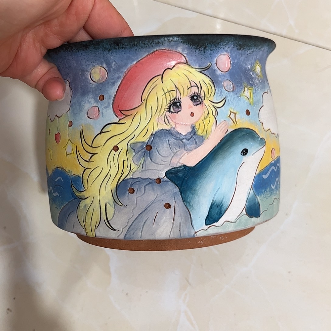 景德镇炫彩手绘口15高12