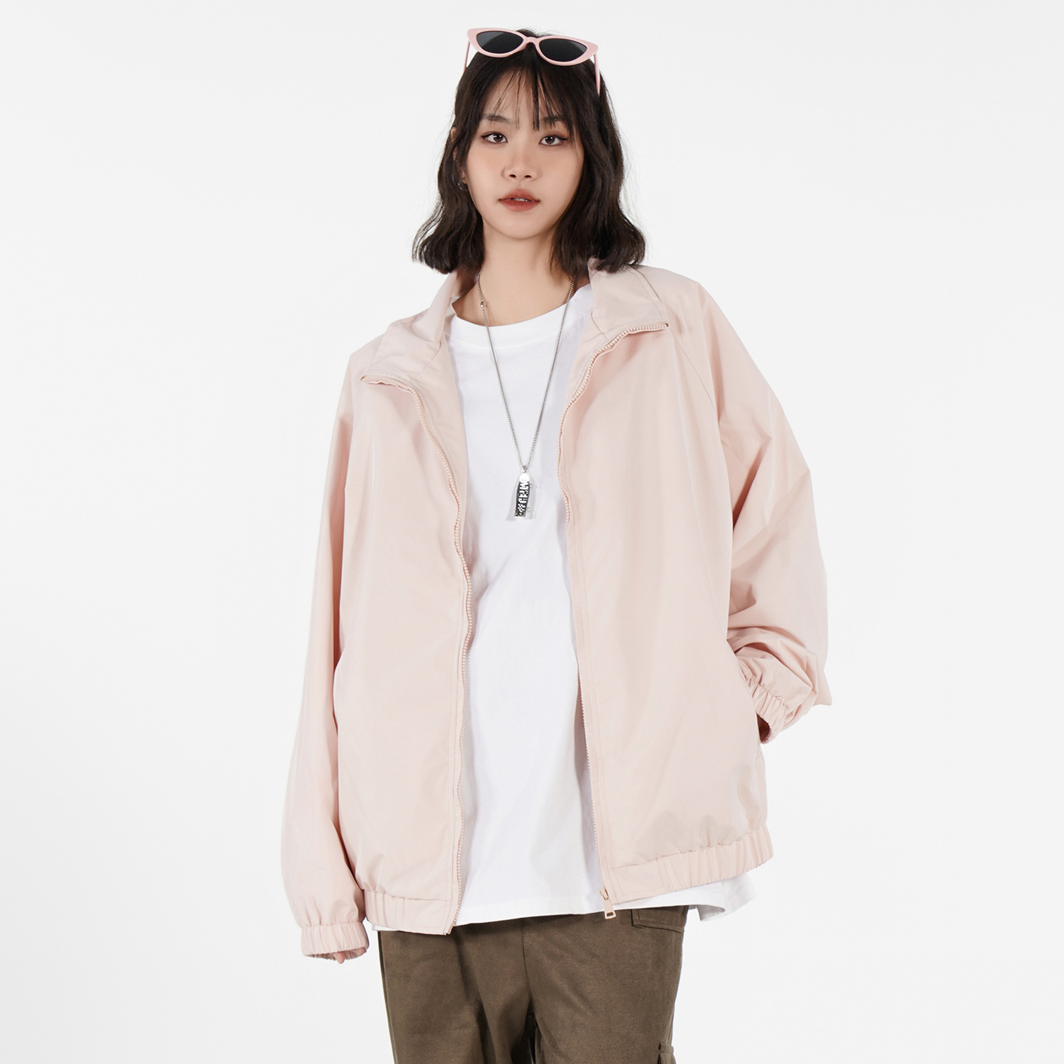  美式春秋季外套新款立领机能宽松男女同款夹克-