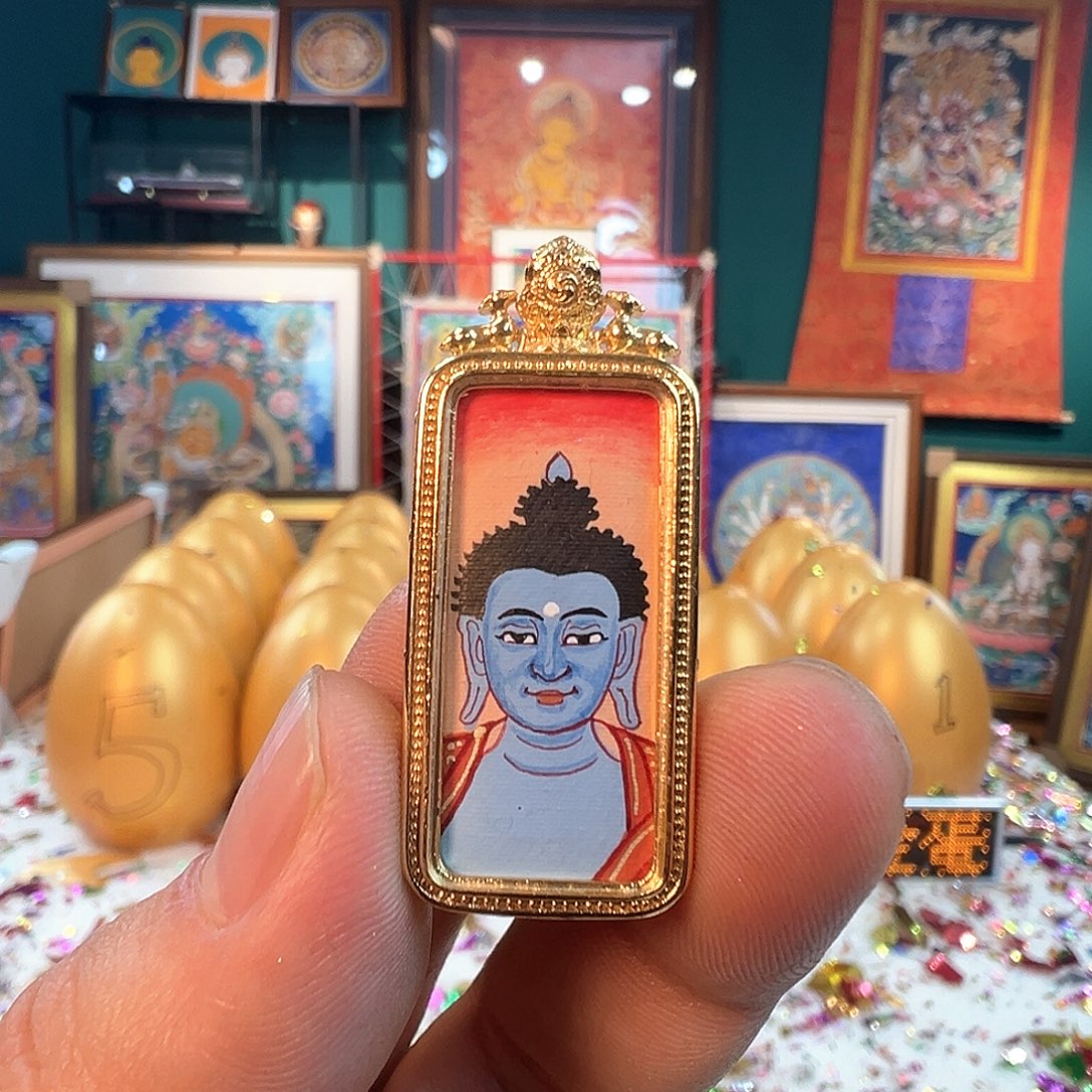 吊坠纯手绘唐卡药师