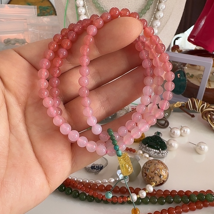 玛瑙/玉髓合金手链5.2三圈设计款隔珠天然结构