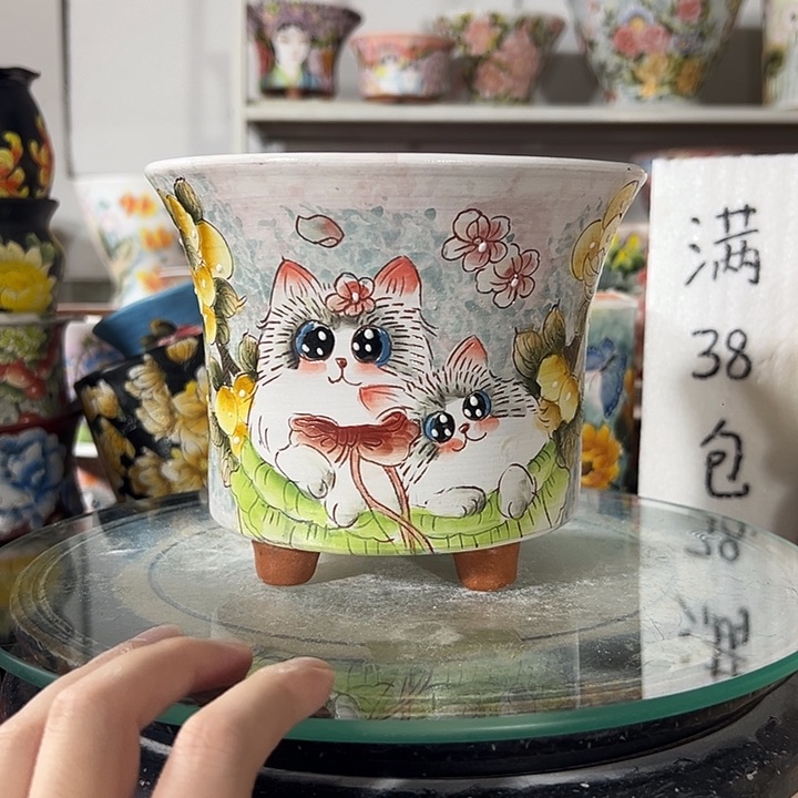 景德镇手绘花盆幸运花盆