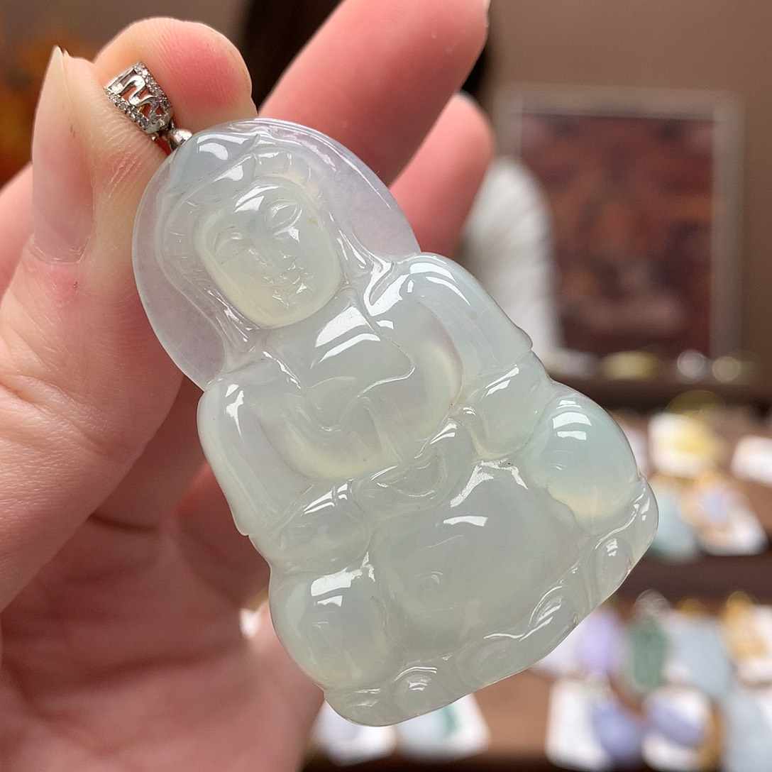 翡翠吊坠(不含链)18K金镶嵌