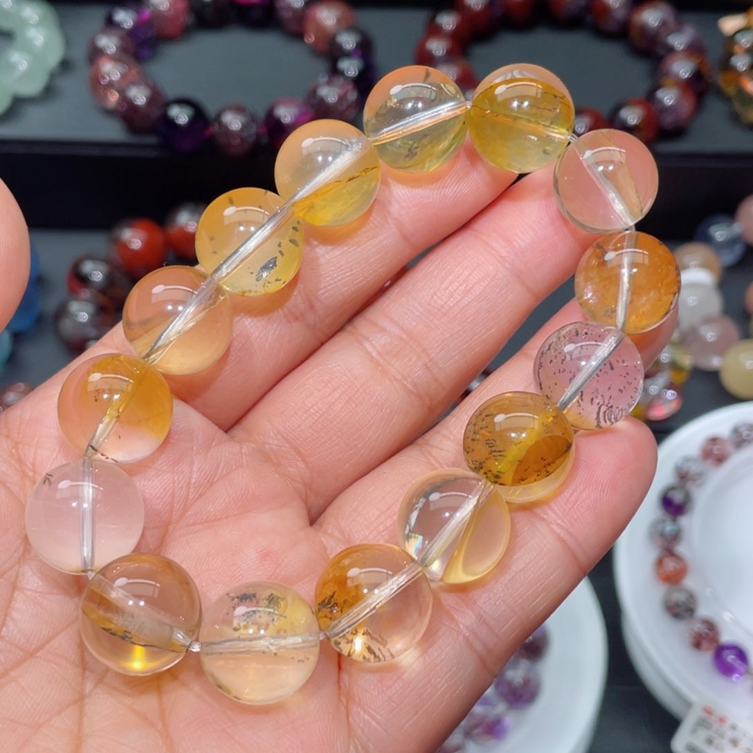 水晶手链未镶嵌浇花手链，晶体通透