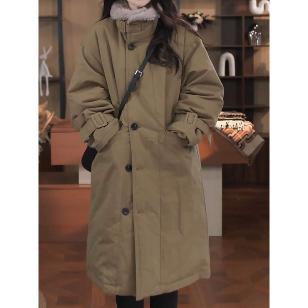 高档时尚洋气中长款羽绒服女装2025冬季新款简约宽松百搭保暖外套