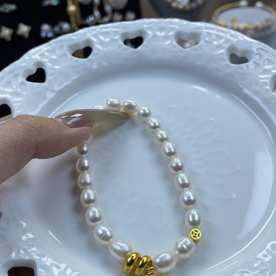 淡水珍珠手链或项链银S925镶嵌