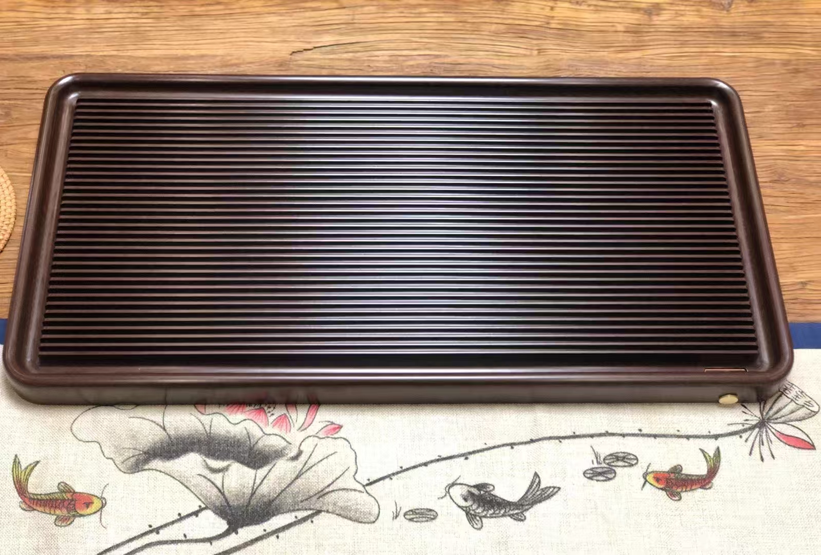 博观紫檀色电木茶盘排水整块家用客厅办公室茶台