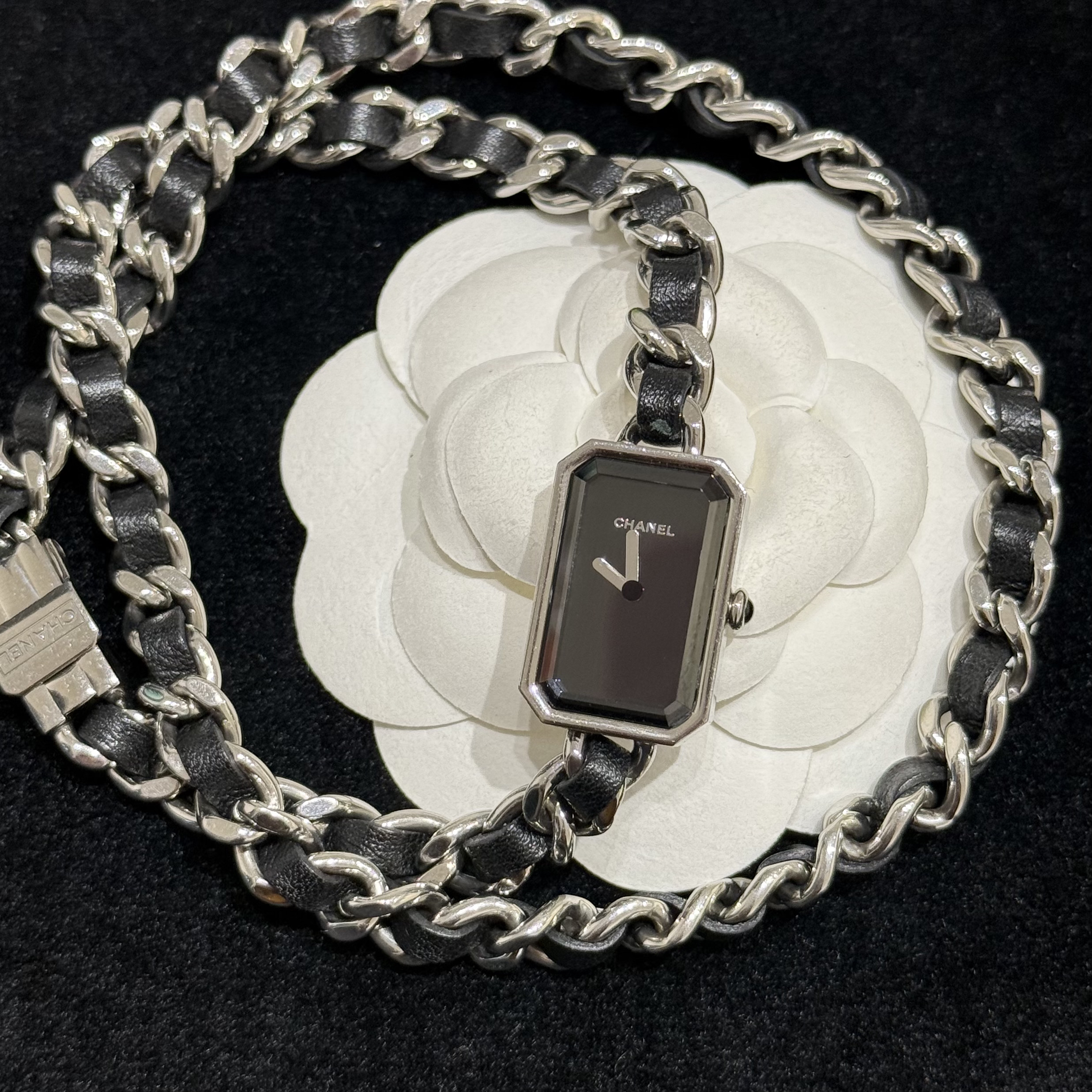 95新 Chanel/香奈儿 Chanel黑银皮穿链方糖手链项链多用28799210