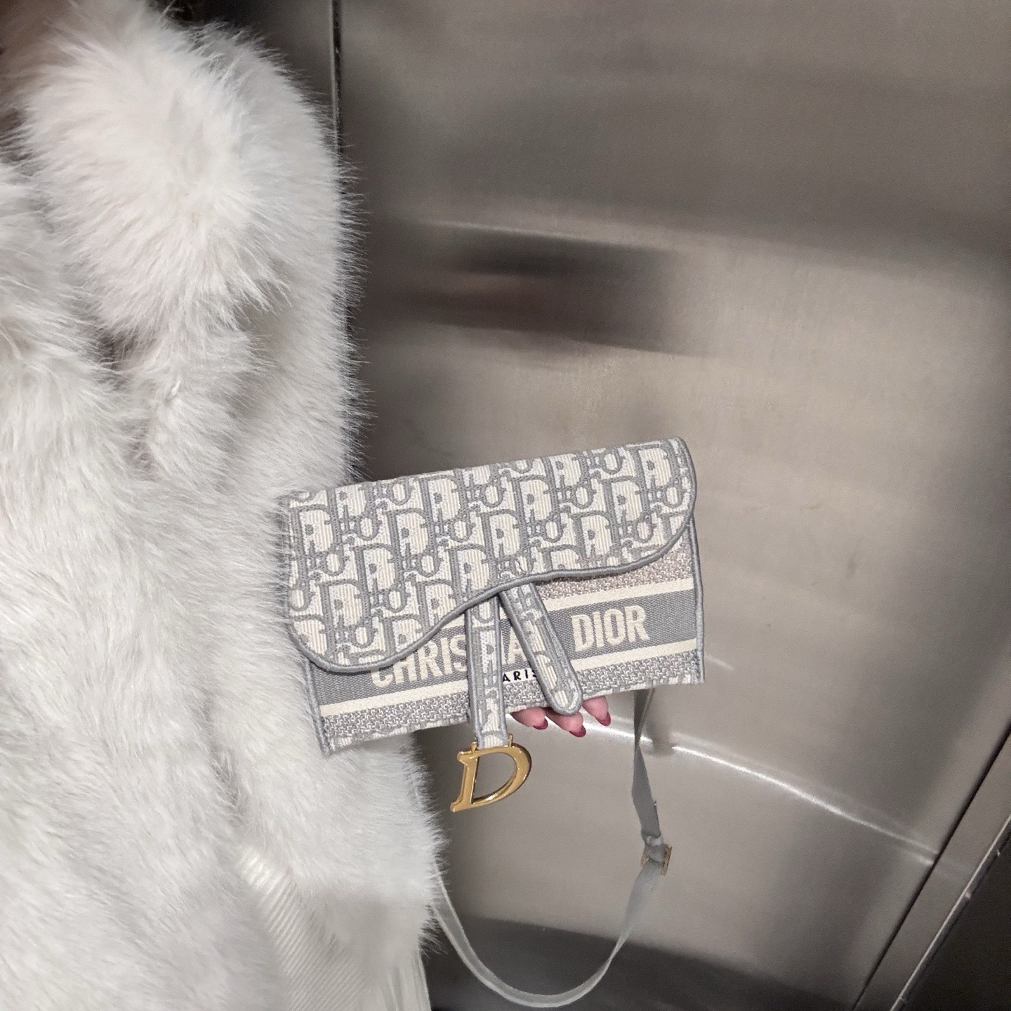 95新 DIOR/迪奥 95新dior灰色马鞍腰包