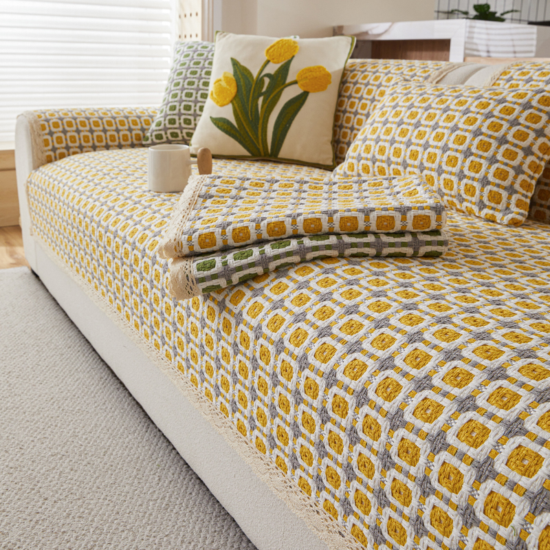 雪尼尔沙发垫四季通用新款座垫防滑皮沙发套罩坐垫美式盖布巾定制