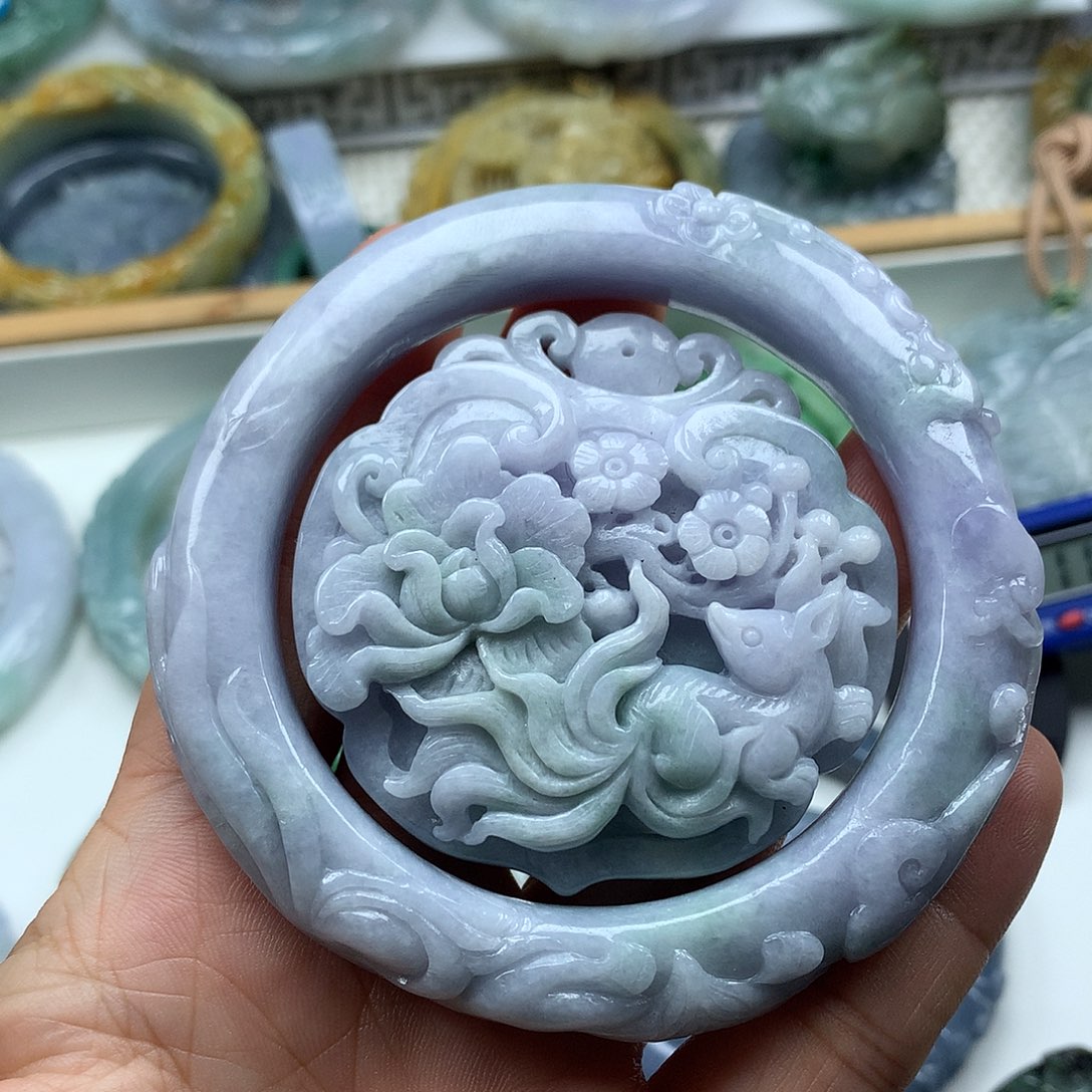 翡翠未镶嵌手镯复古风格60