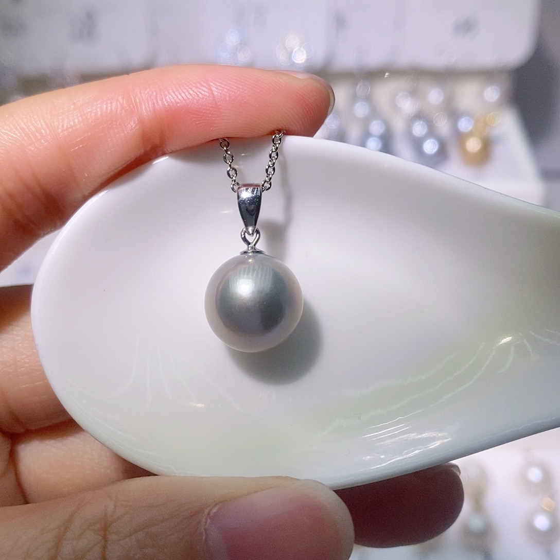 淡水珍珠吊坠(赠链)银S925镶嵌尺寸11/12毫米
