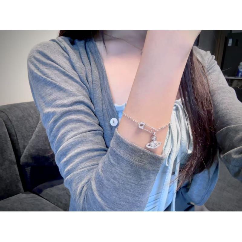 黄铜合成锆石手链 精【经典链条别针土星手链】气质时尚搭手链星球