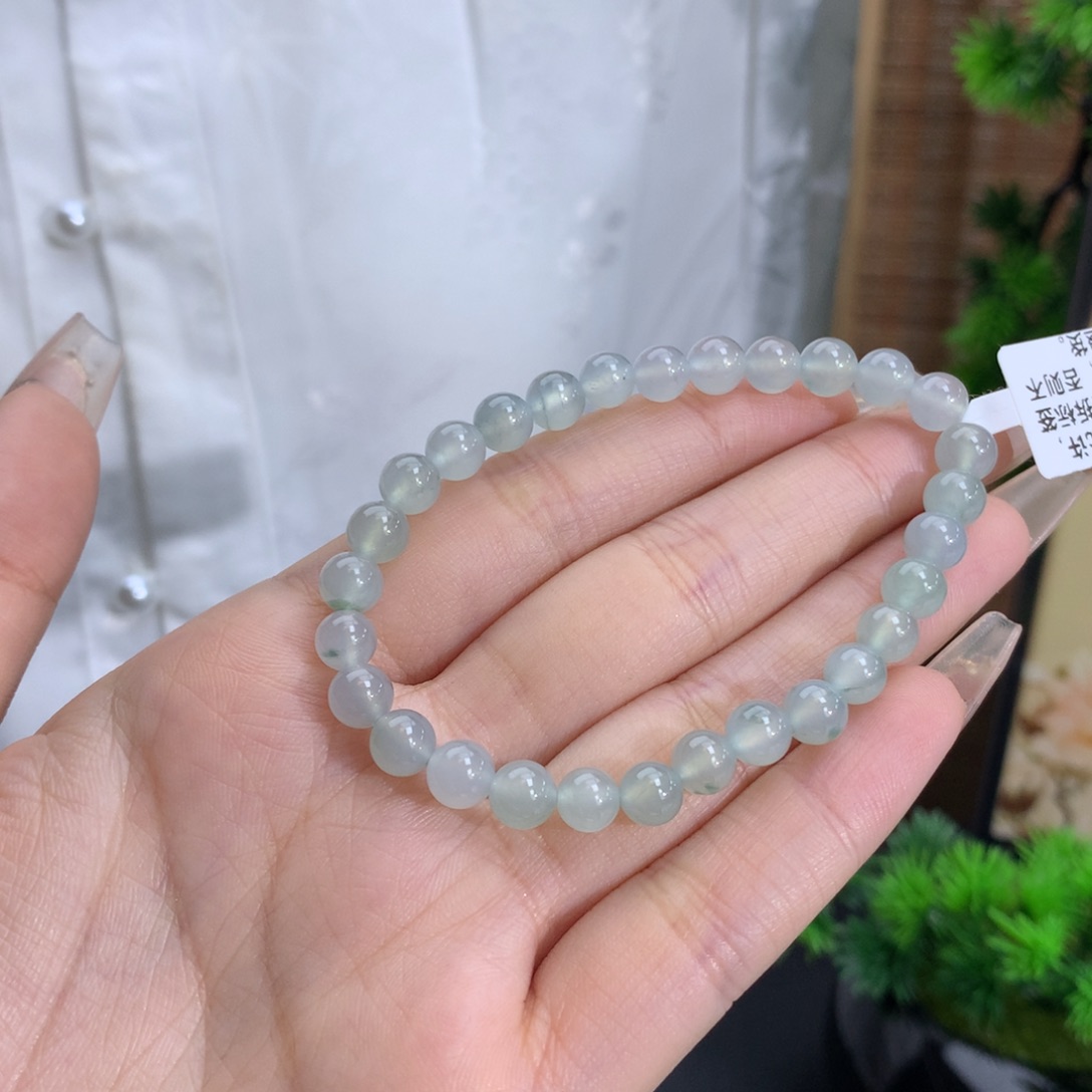 翡翠手链未镶嵌卡6.3冰胶蓝晴飘花
