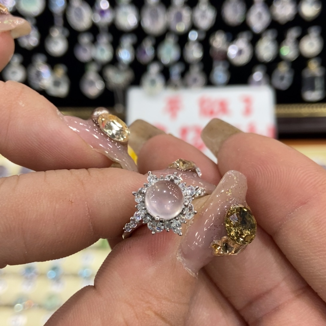 戒指银S925镶嵌芙蓉石