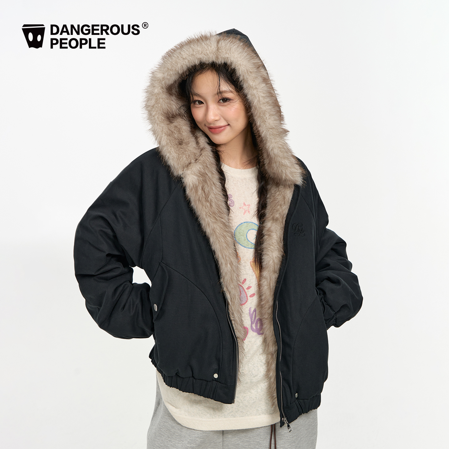 Dangerouspeople薛之谦dsp复古座山雕毛领棉服冬季加厚短款外套