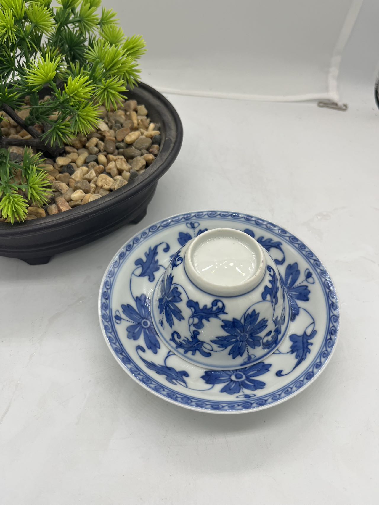 景德镇陶瓷青花四季花杯碟一套纯手工手绘