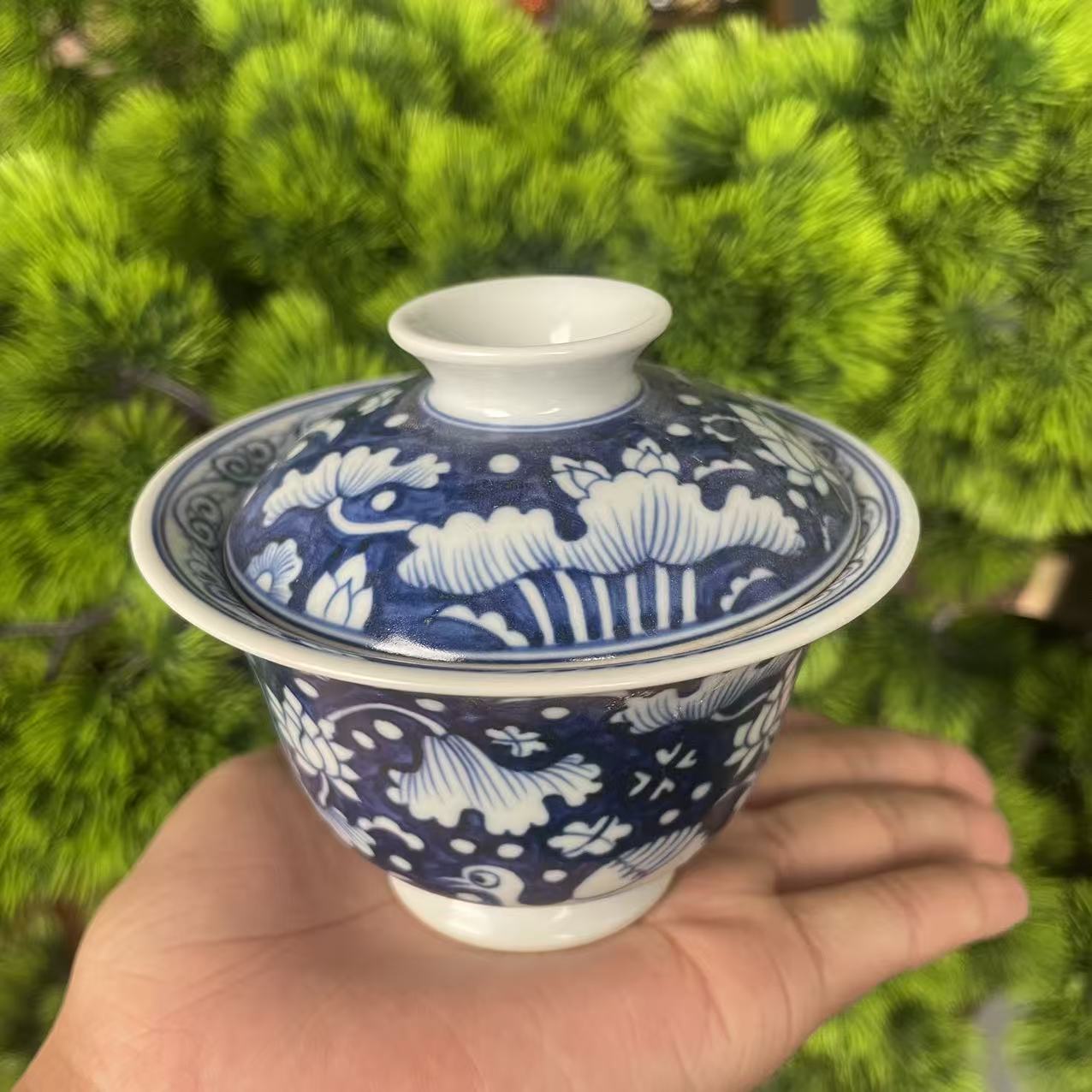 青花一路连科-二才盖碗 150ml-AA1408