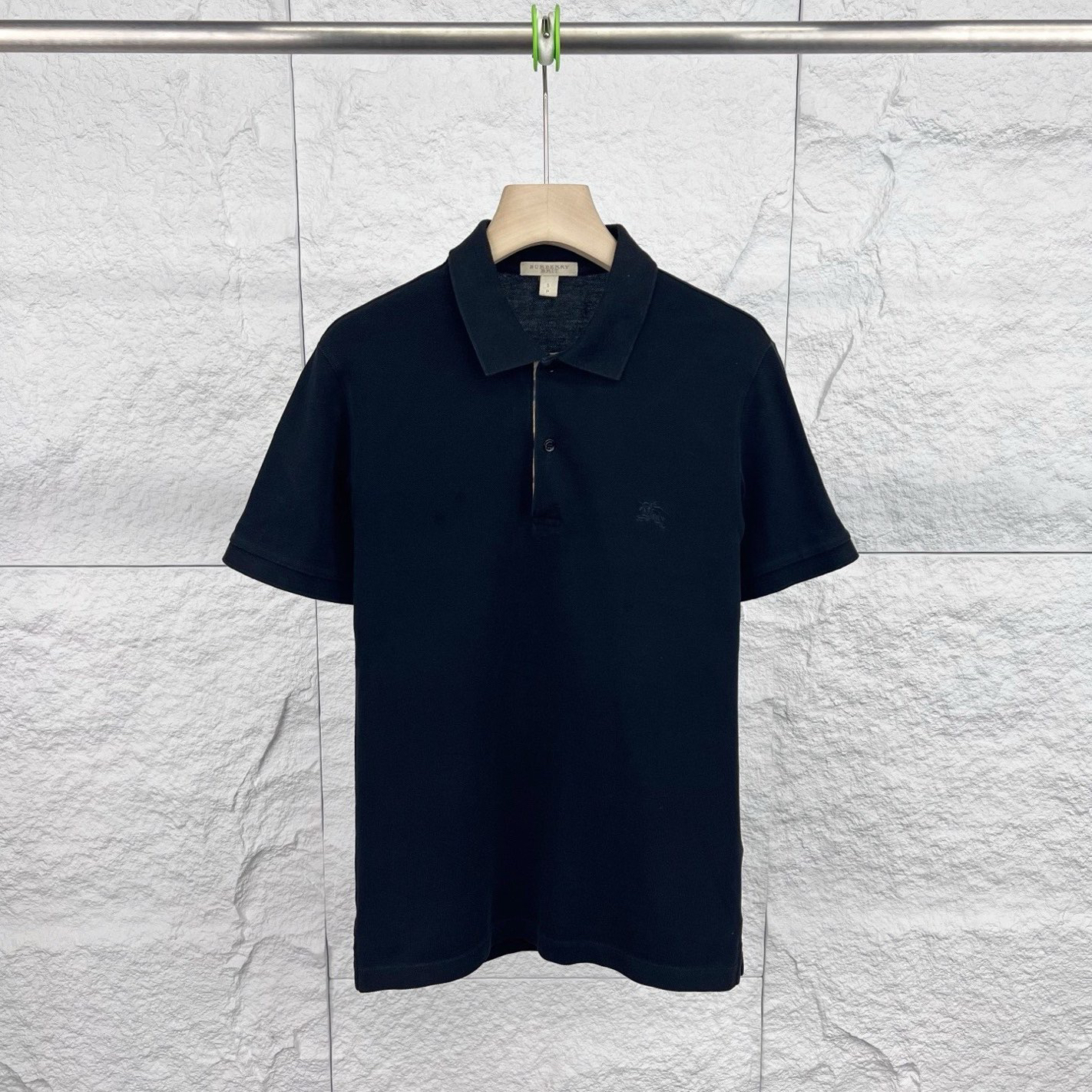 99新 BURBERRY/博柏利 S码/黑色翻领刺绣胸标短袖Polo衫/15651202