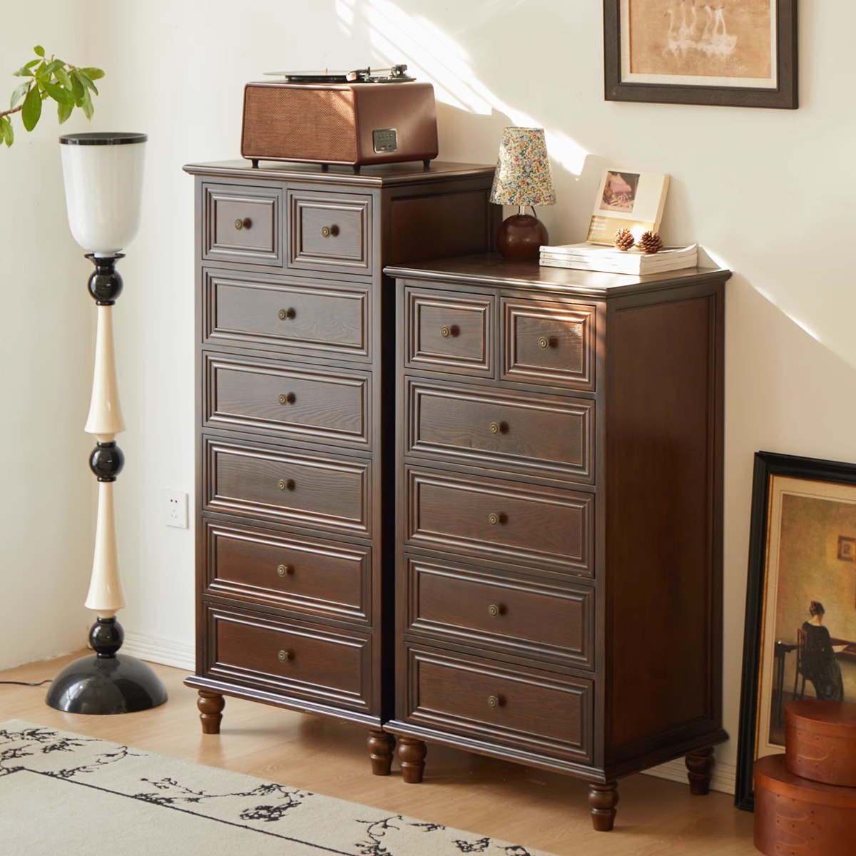 美式斗柜胡桃色五六七斗实木储物柜客厅卧室柜抽屉柜轻奢家具