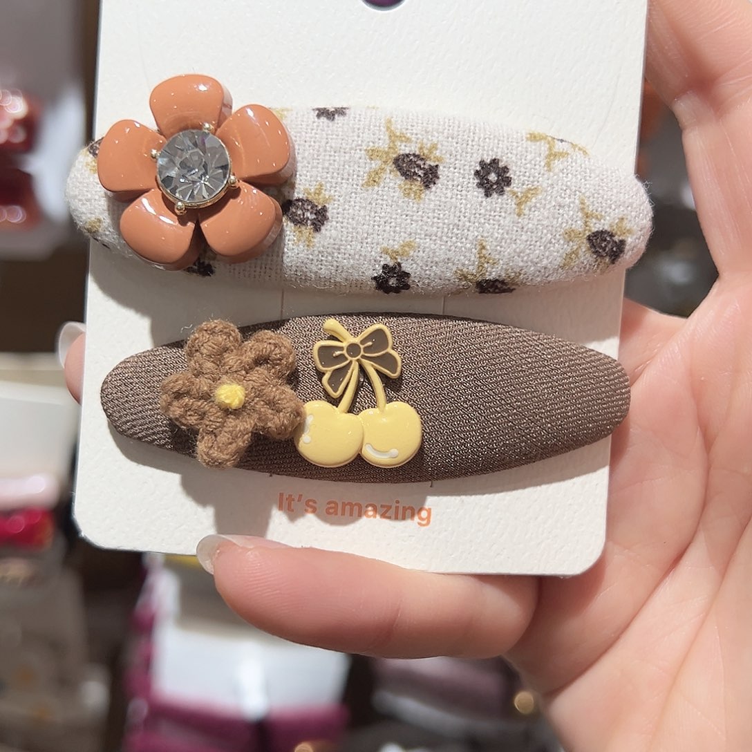 非金属咖色碎花掰掰夹