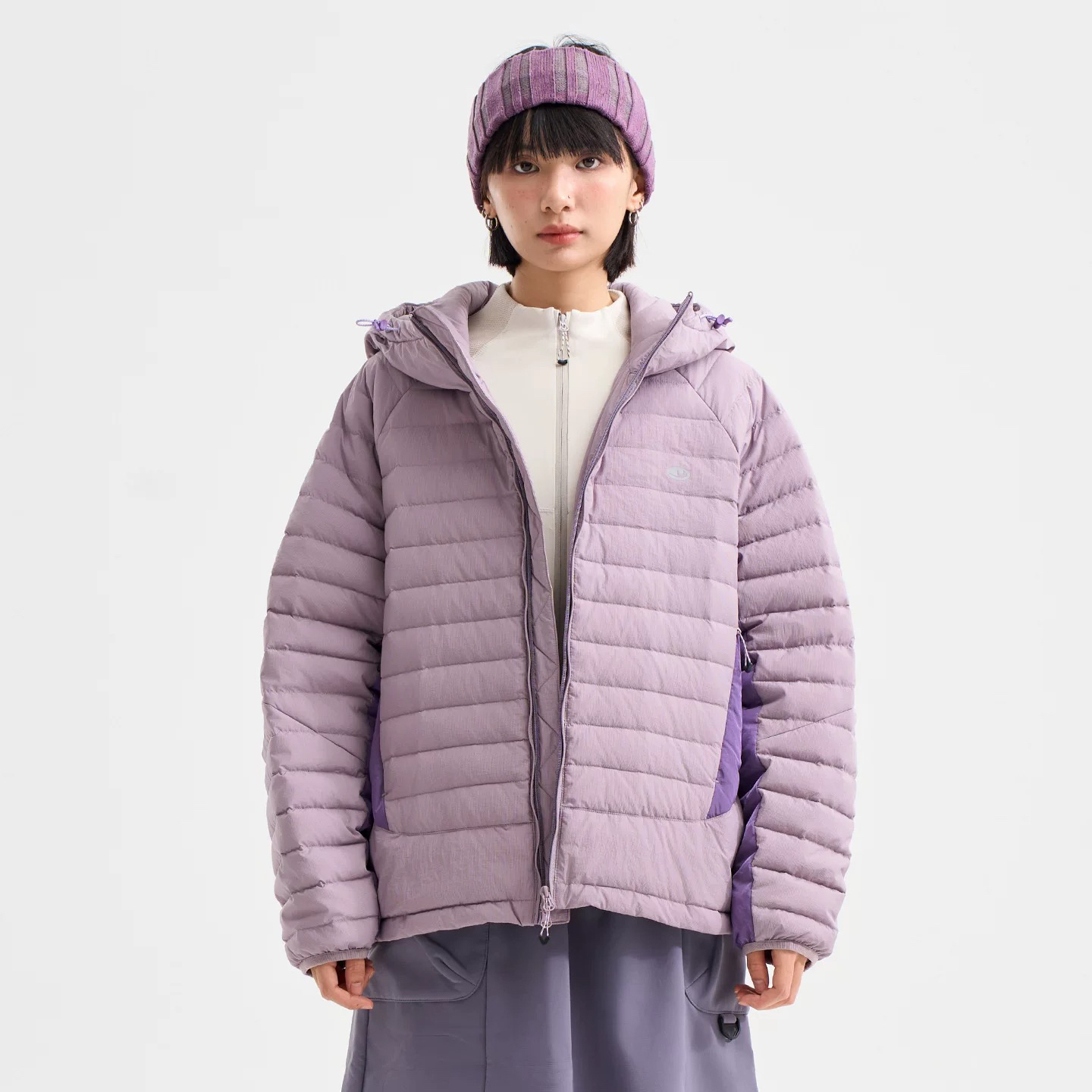 【醒醒高定】HJ6813山系户外冬季情侣款撞色拼接连帽排骨运动羽绒服