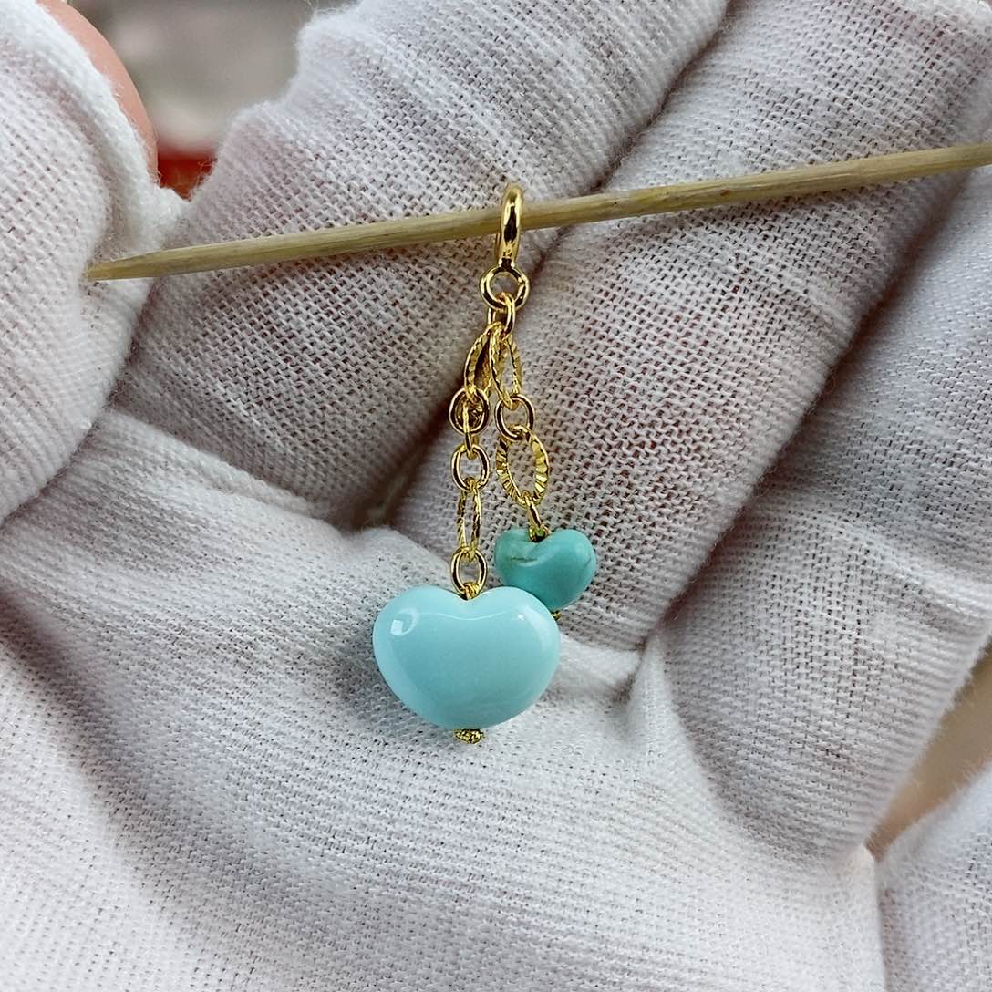 绿松石珠宝奇石银S925镀金镶嵌