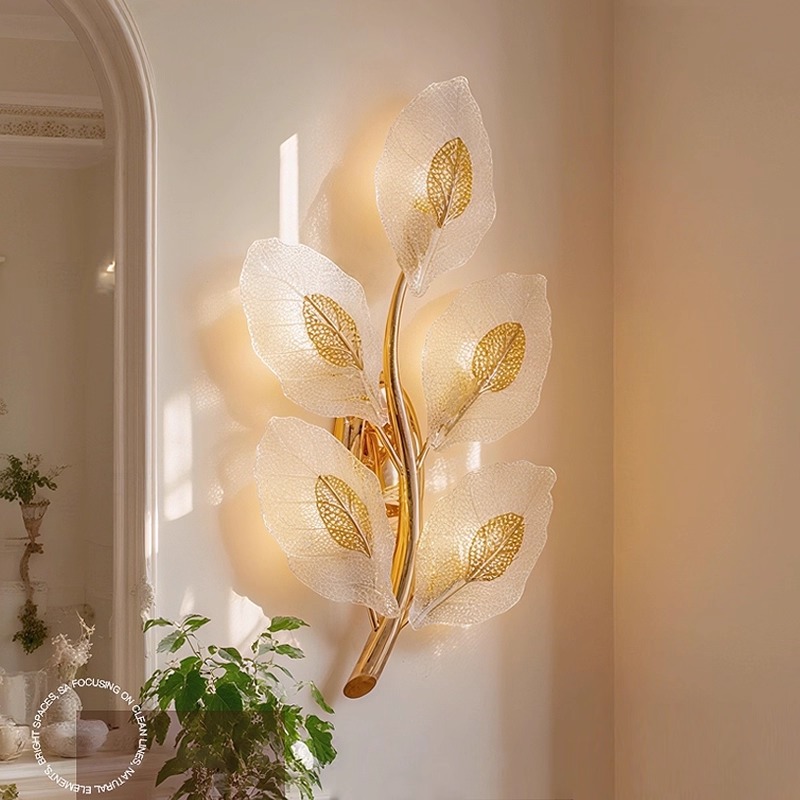 法式浪漫风叶子造型壁灯咖啡厅背景墙客厅卧室装饰灯具温馨氛围灯