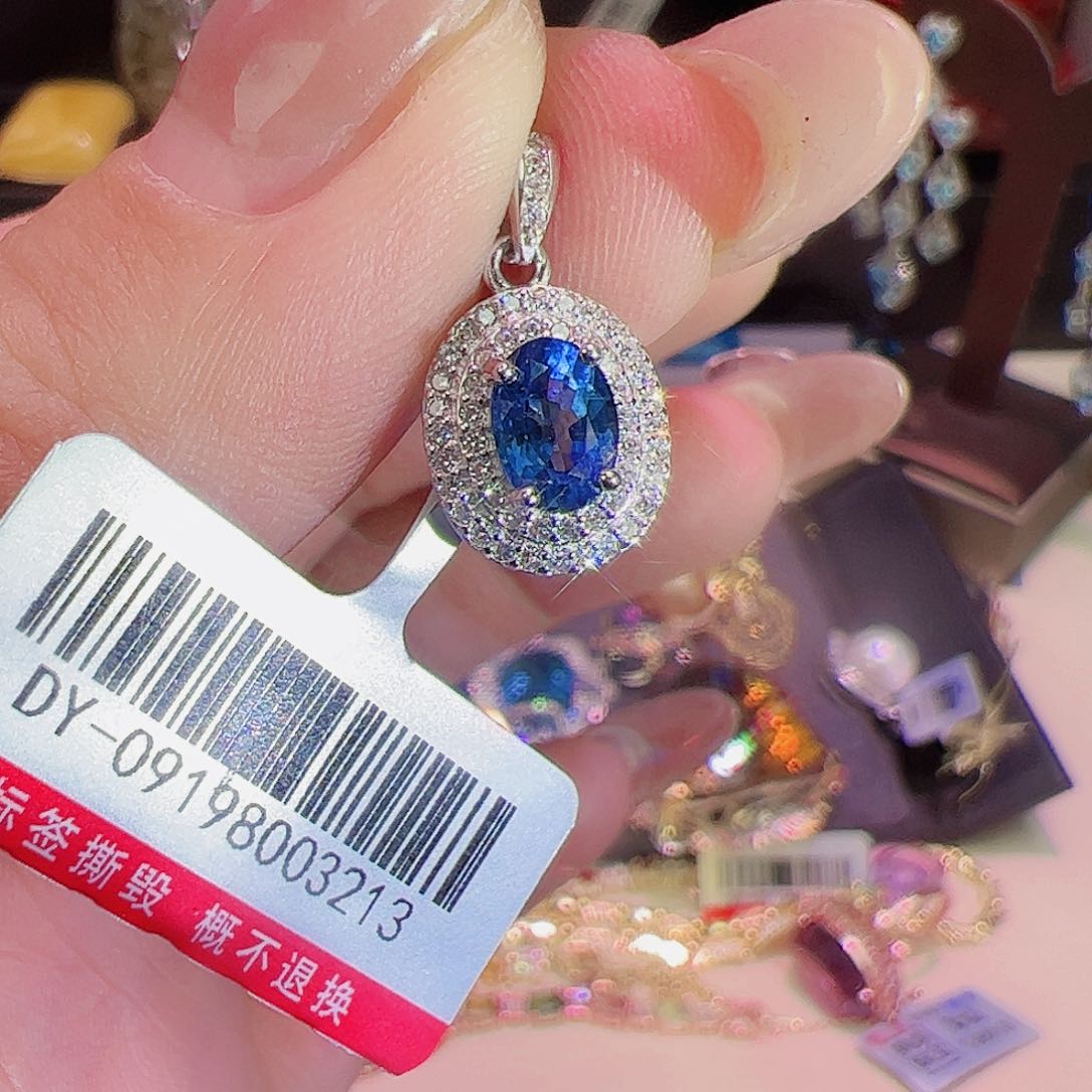 蓝宝石吊坠银S925镶嵌