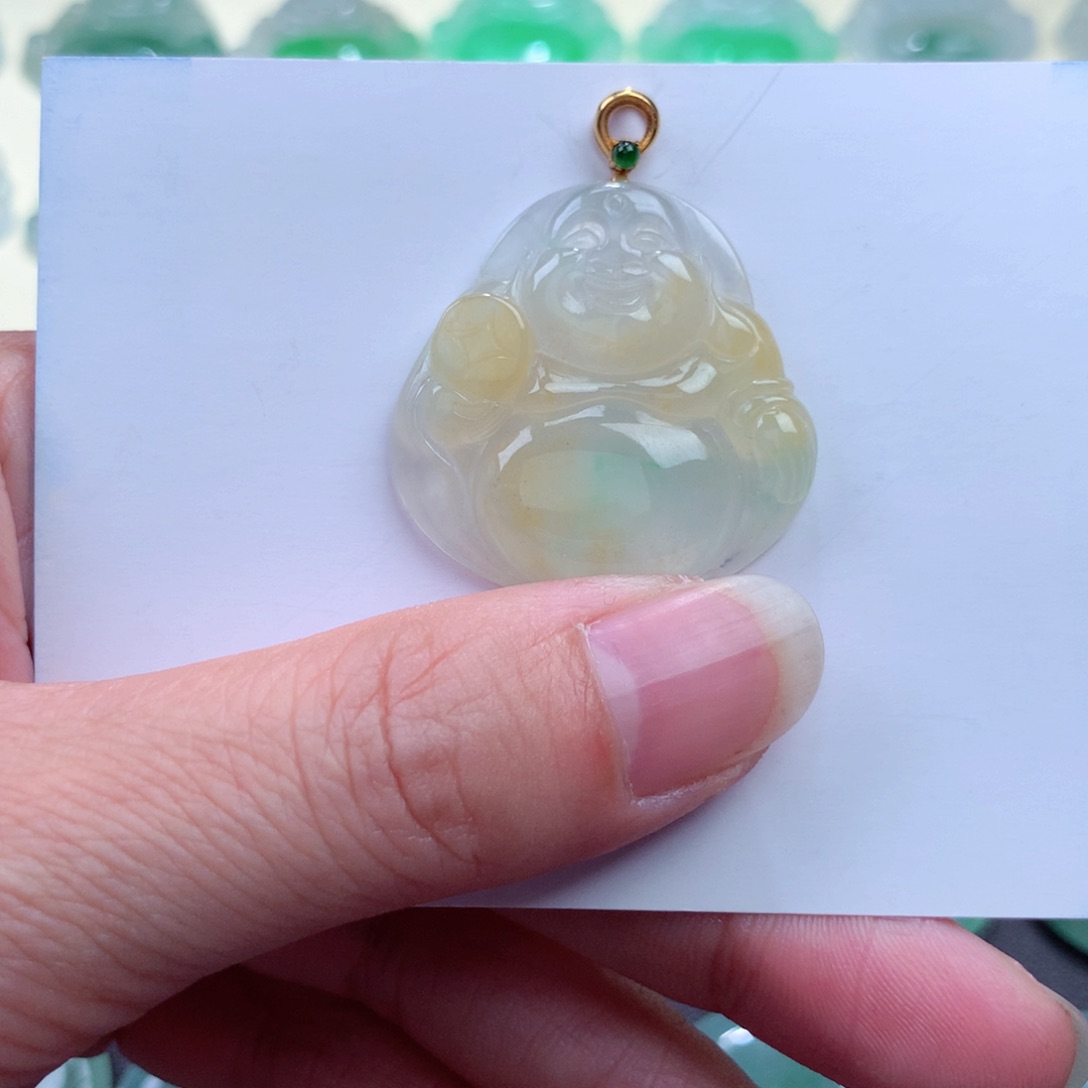 翡翠吊坠(不含链)18K金镶嵌