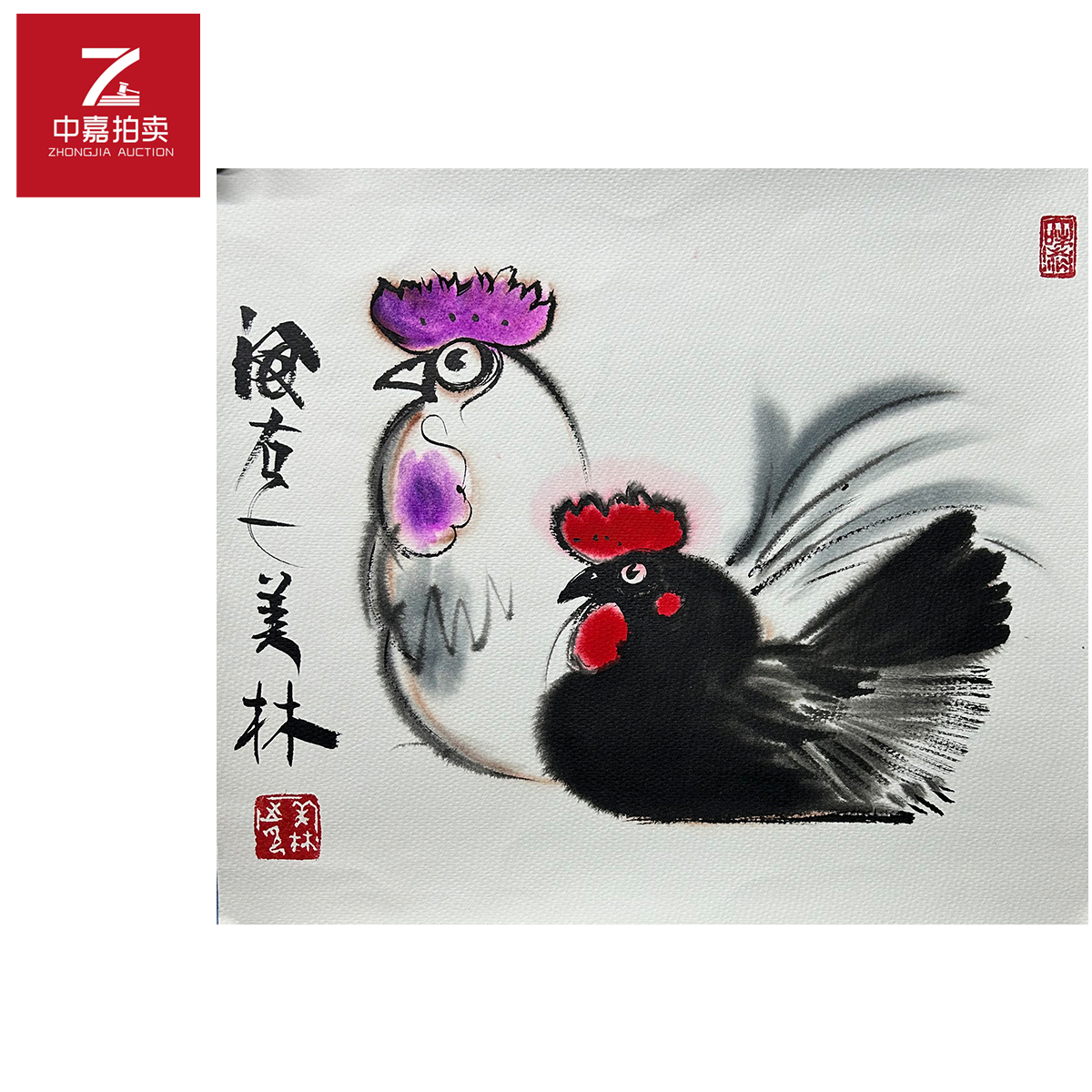 韩美林绘画鸡35x37