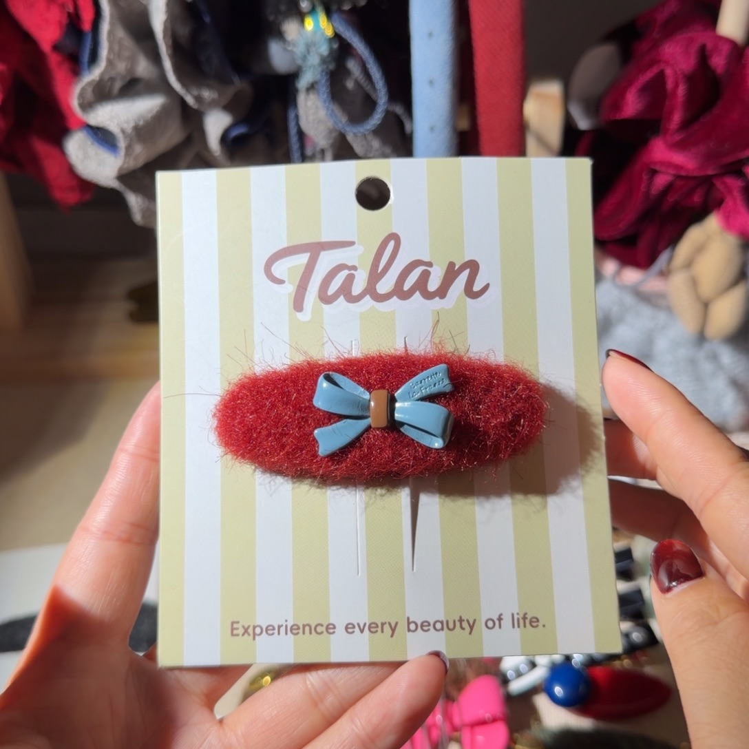 安***颜布艺非金属红色椭圆蝴蝶结