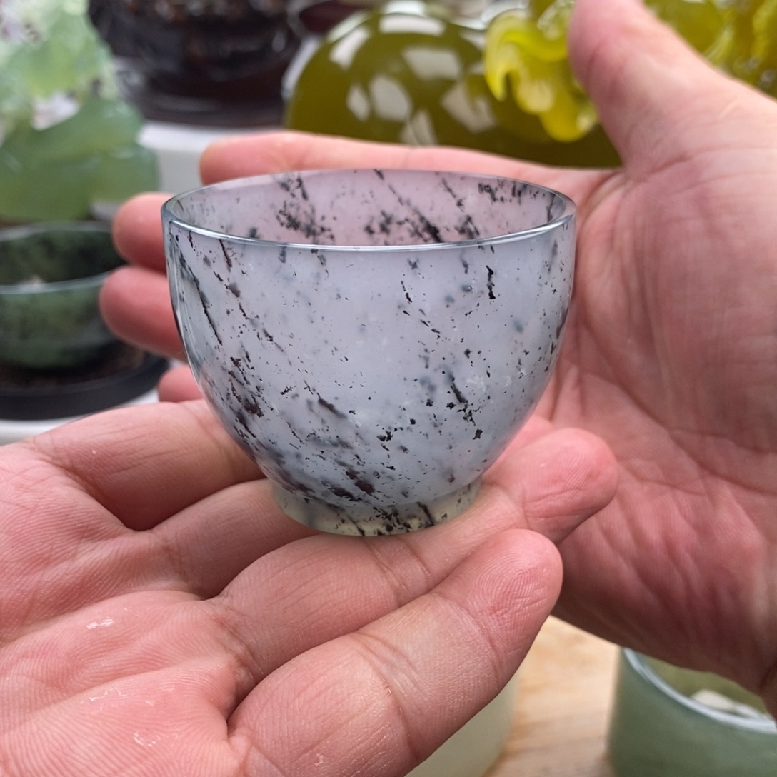 岫玉未镶嵌四大名玉杯60cc