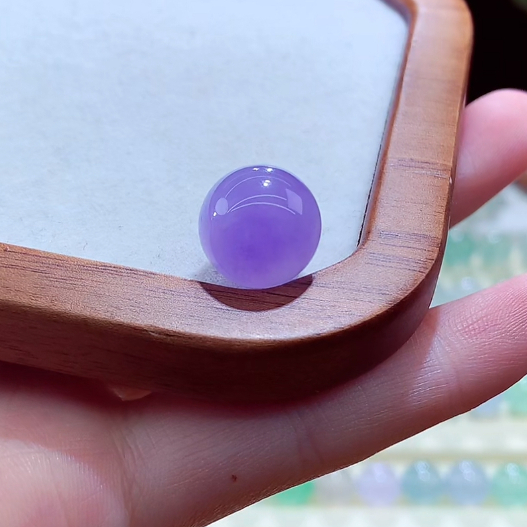 天然缅甸翡翠A货高冰种紫罗兰单颗卡13.3mm