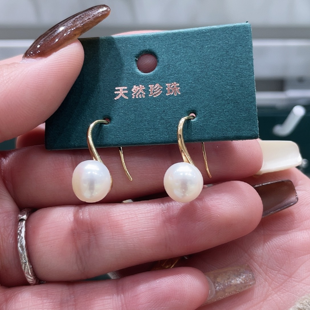 淡水珍珠银S925镶嵌耳饰