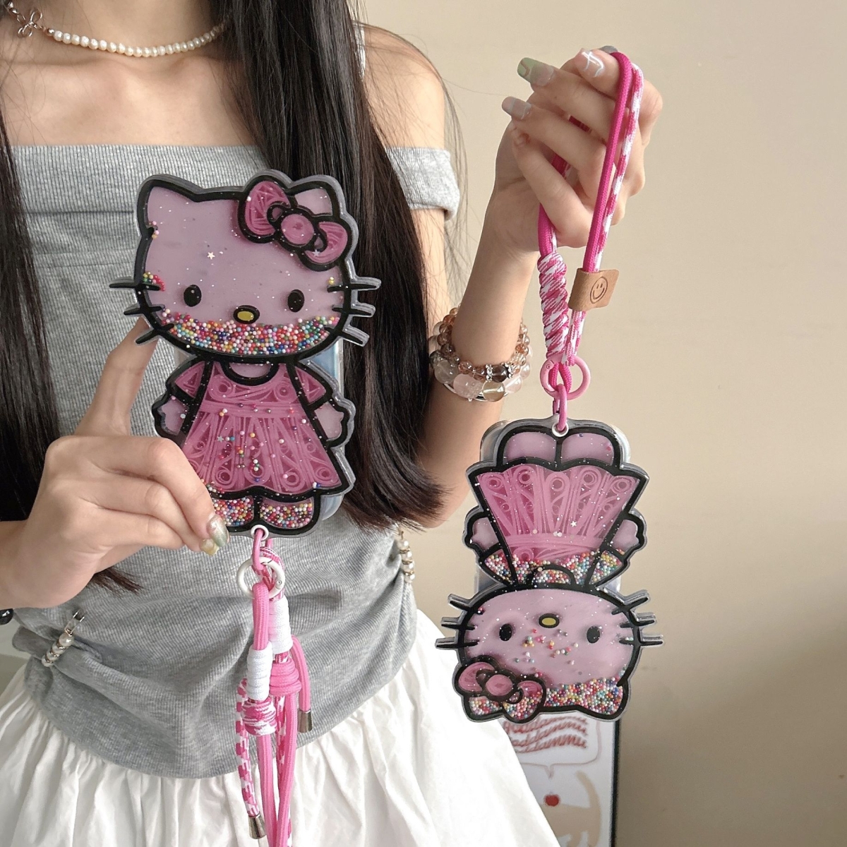 苹果14Promax手机壳16ProKitty猫立体卡通可爱三丽鸥15挂链保护