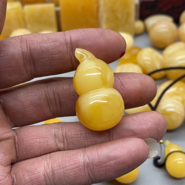 琥珀裸石未镶嵌蜜蜡葫芦