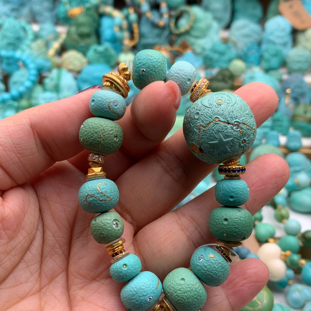 绿松石18K金镶嵌手链