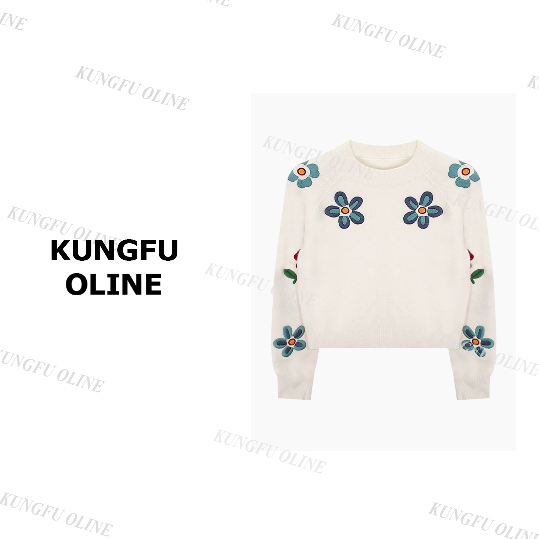 【小妖】MY7520童年花朵时尚休闲百搭毛衣女套头毛针织衫