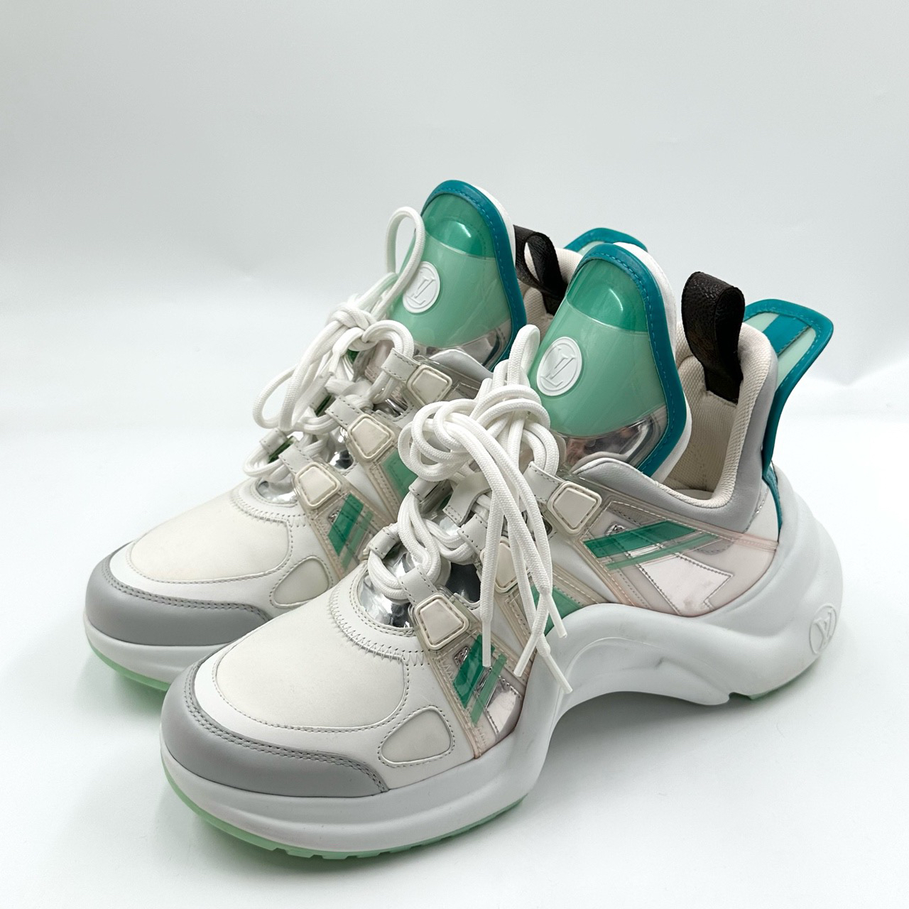 95新 LouisVuitton/路易威登 38.5码/白绿拼色老爹鞋/06273