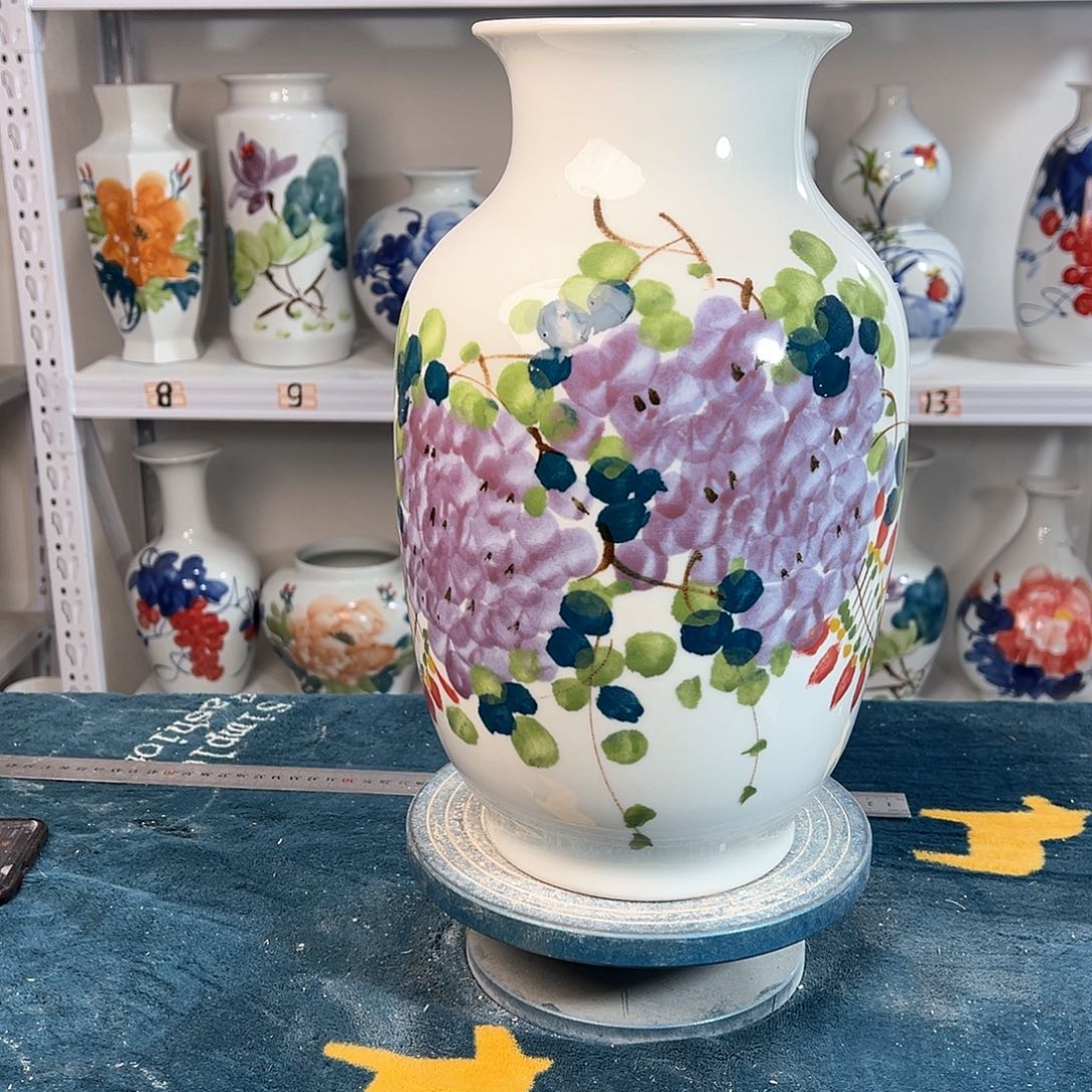 摆件景德镇陶瓷大冬紫藤