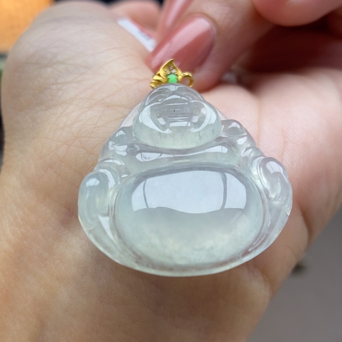 翡翠18K金镶嵌颈饰吊坠62